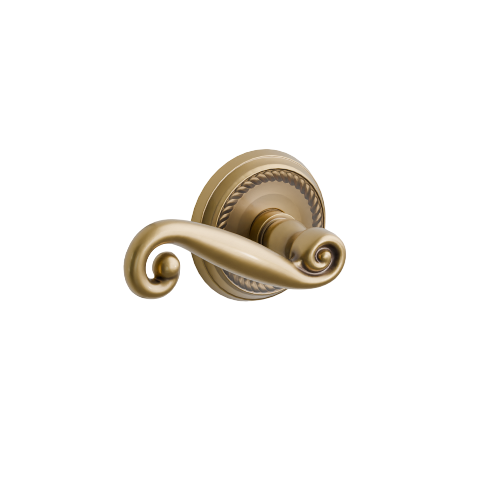 Emtek Door Handle - Rustic Lever Rope  Rosette - Designer Brass