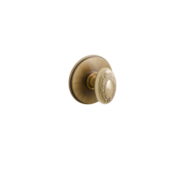 Emtek Door Handle - Victoria Knob Watford Rosette - Designer Brass