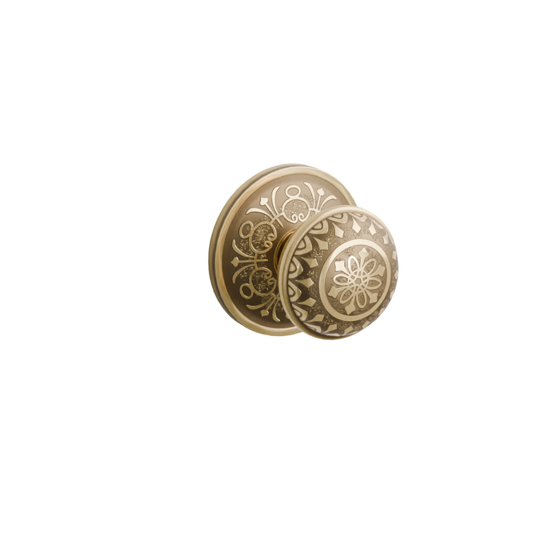 Emtek Door Handle - Lancaster Knob Lancaster  Rosette - Designer Brass