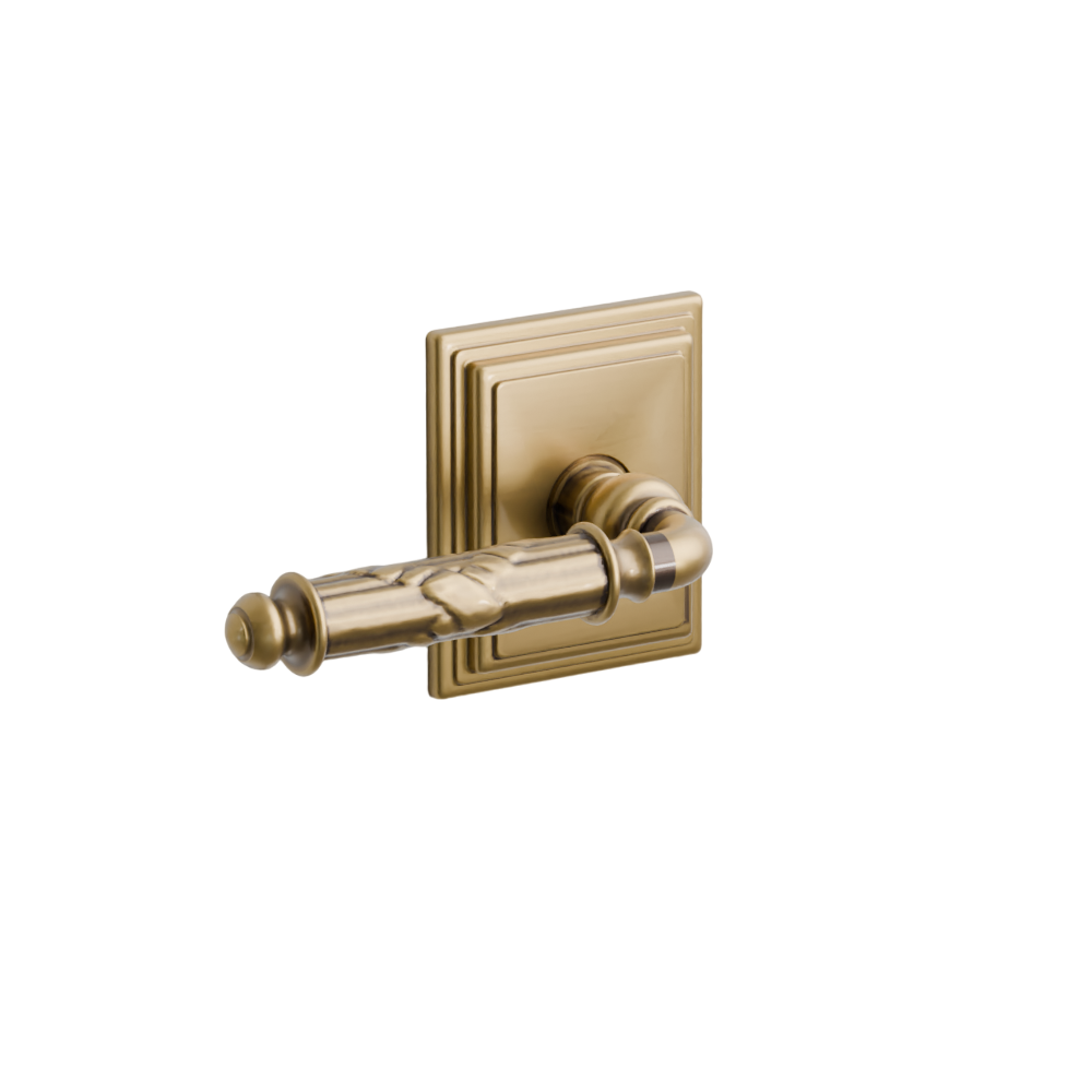 Emtek  Door Handle - Ribbon & Reed Lever Wilshire Rosette - Designer Brass