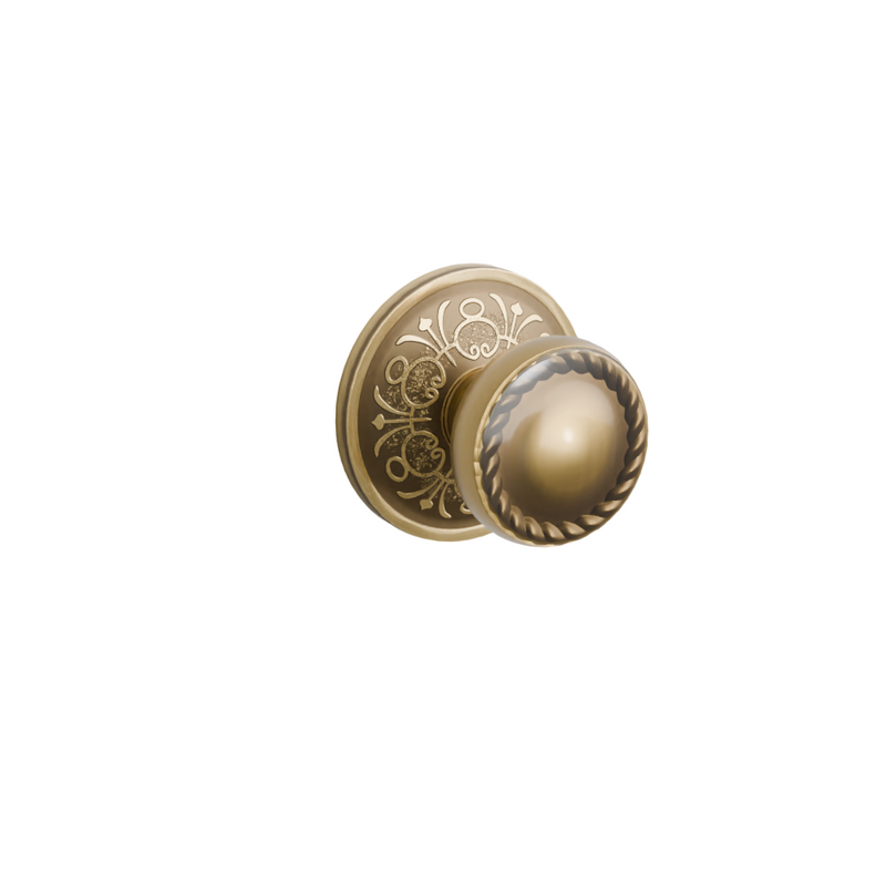 Emtek Door Handle - Rope Knob Lancaster  Rosette - Designer Brass