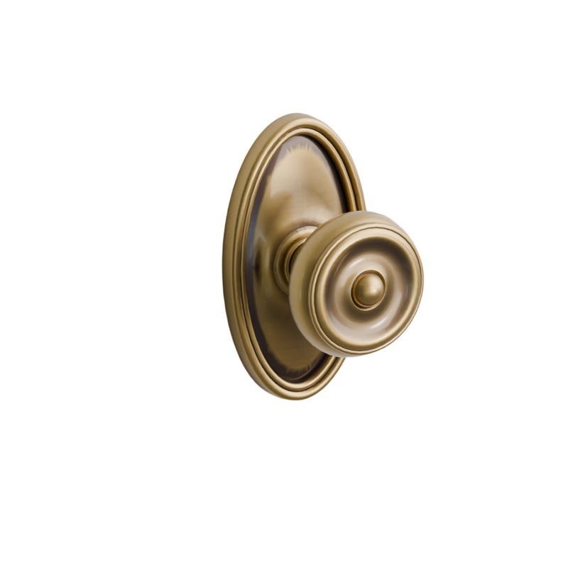 Emtek Door Handle - Waverly Knob Oval Rosette - Classic Brass