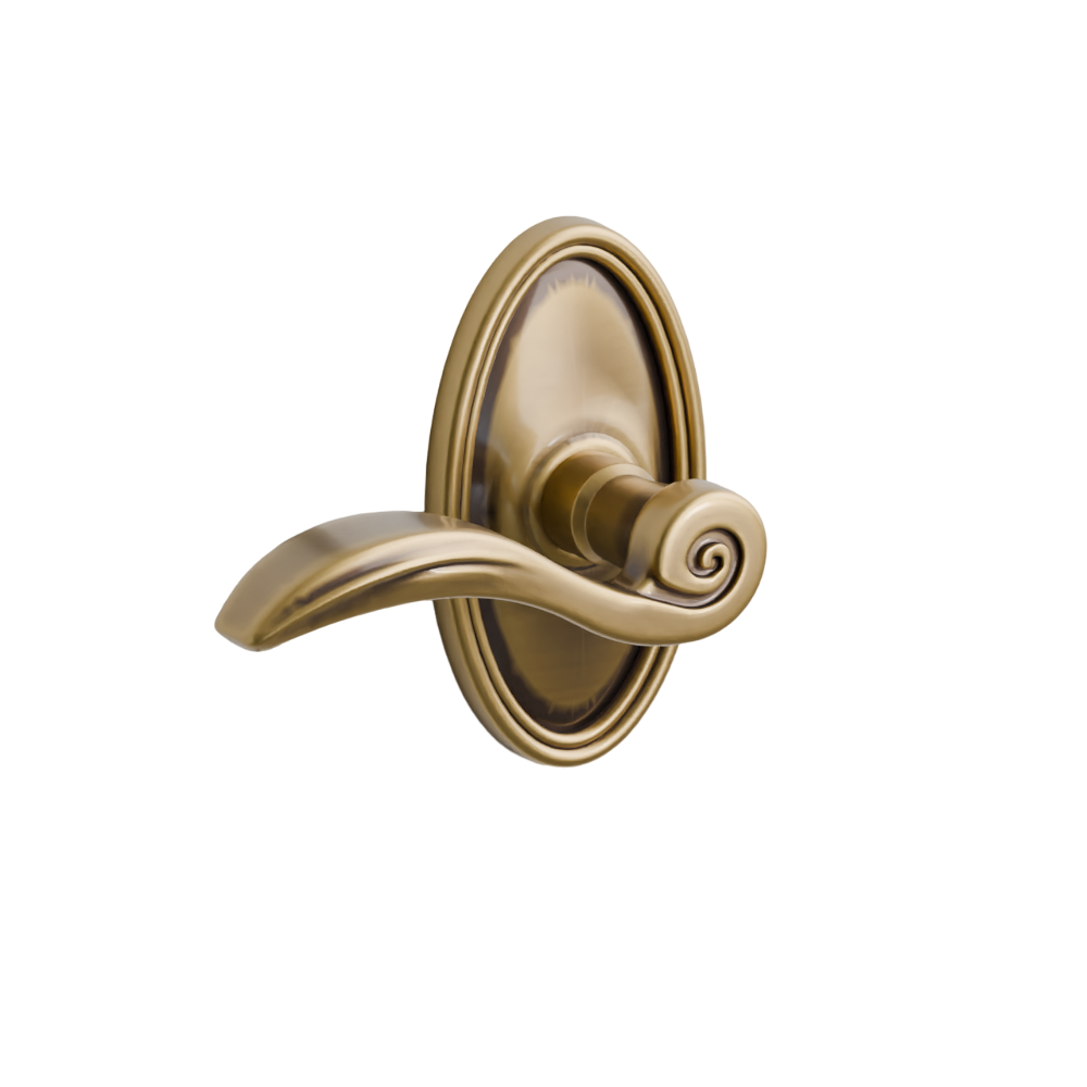 Emtek Door Handle - Elan Lever Oval Rosette - Designer Brass