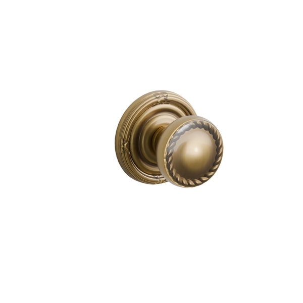 Emtek Door Handle - Rope Knob Ribbon & Reed Rosette - Designer Brass