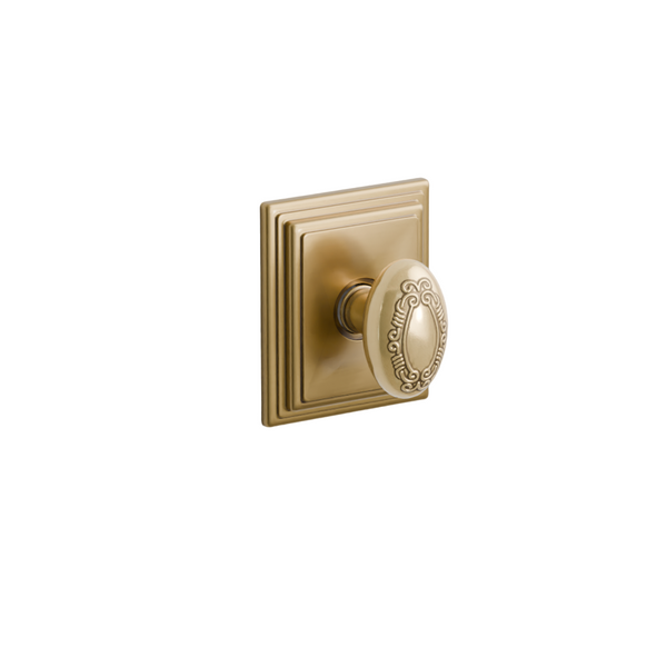 Emtek  Door Handle - Victoria Knob Wilshire Rosette - Designer Brass