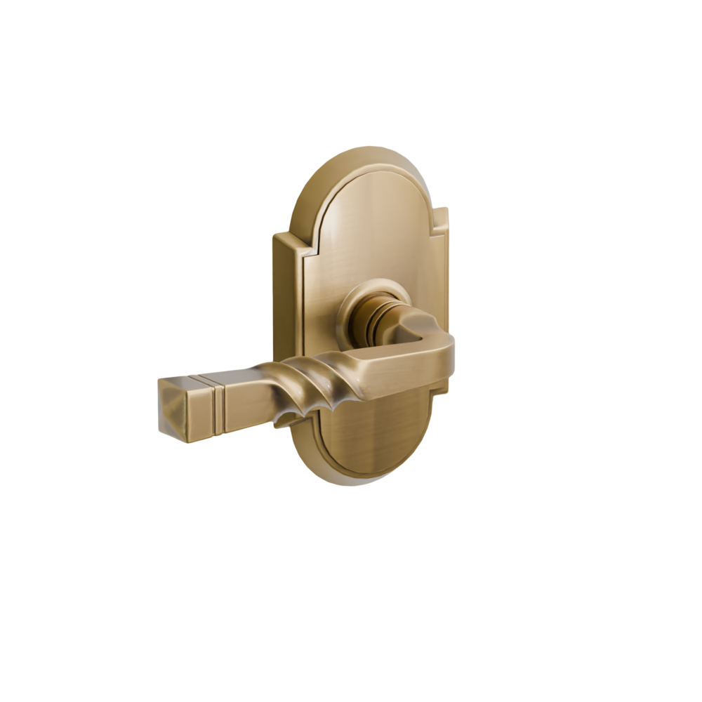 Emtek Door Handle - Santa Fe Lever #8 Rosette - Designer Brass