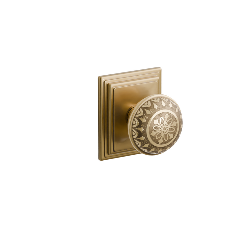 Emtek  Door Handle - Lancaster Knob Wilshire Rosette - Designer Brass