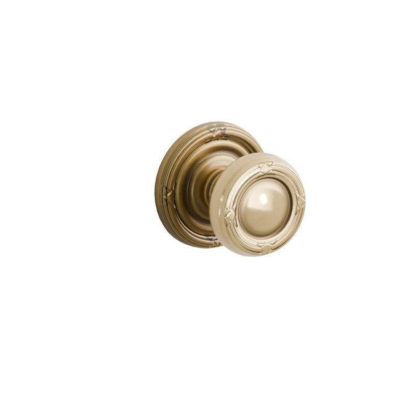 Emtek Door Handle - Ribbon & Reed Knob Ribbon & Reed Rosette - Designer Brass