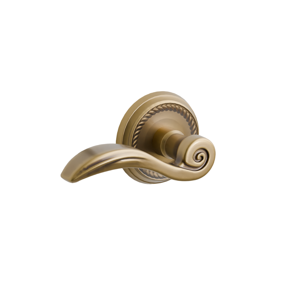 Emtek Door Handle - Elan Lever Rope  Rosette - Designer Brass