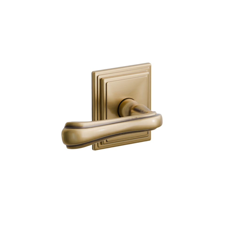 Emtek  Door Handle - Wembley  Lever Wilshire Rosette - Designer Brass
