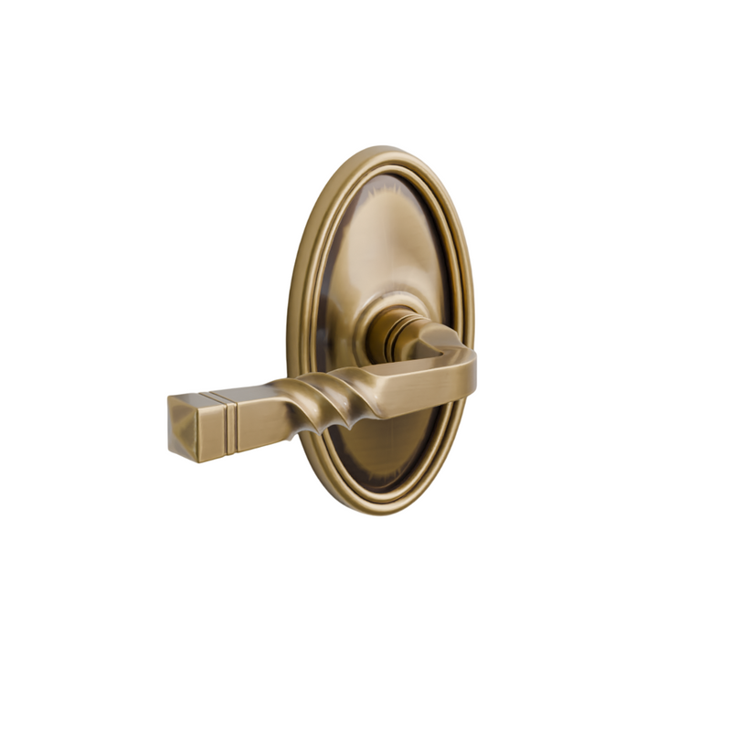 Emtek Door Handle - Santa Fe Lever Oval Rosette - Designer Brass