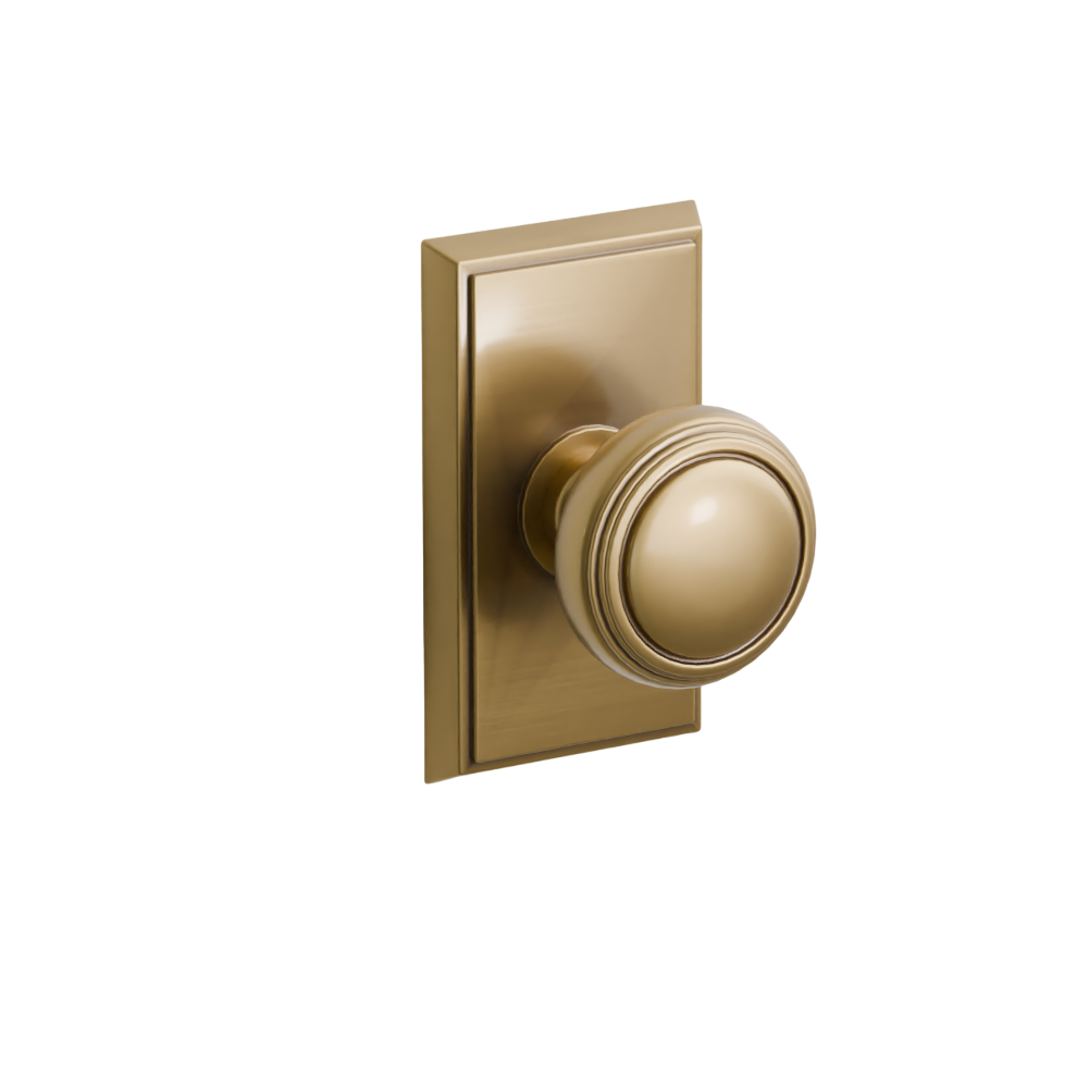 Emtek  Door Handle - Norwich Knob Rectangular Rosette - Classic Brass