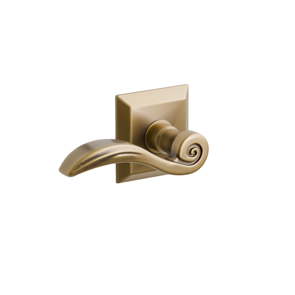 Emtek  Door Handle - Elan Lever Quincy Rosette - Designer Brass