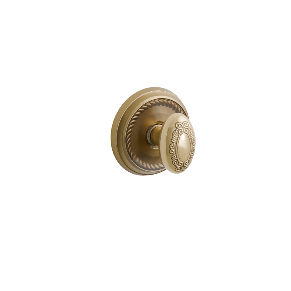 Emtek Door Handle - Victoria Knob Rope  Rosette - Designer Brass