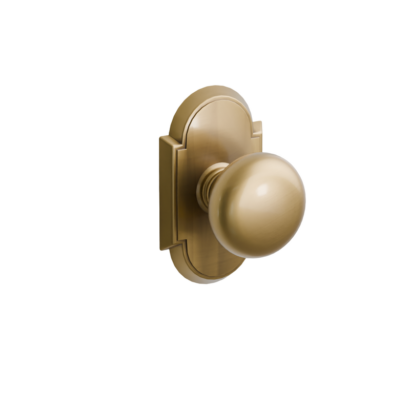 Emtek Door Handle - Providence Knob #8 Rosette - Classic Brass