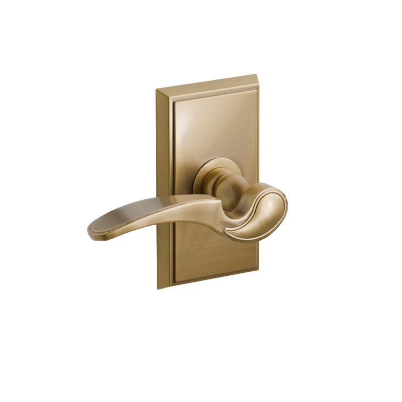 Emtek  Door Handle - Coventry Lever Rectangular Rosette - Designer Brass