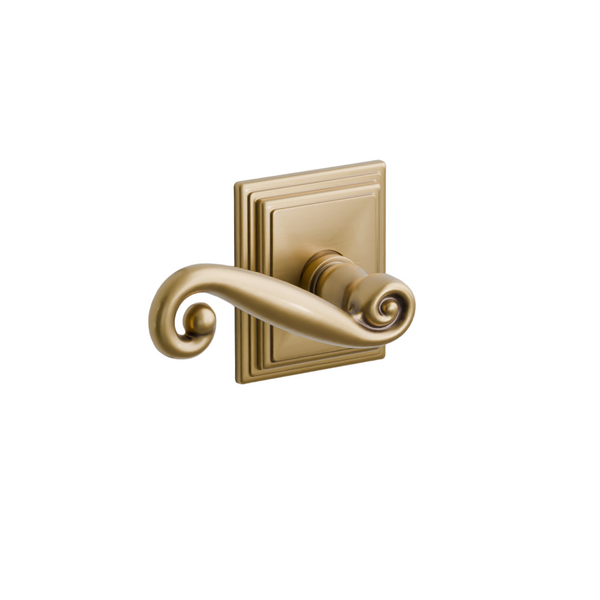 Emtek  Door Handle - Rustic Lever Wilshire Rosette - Designer Brass