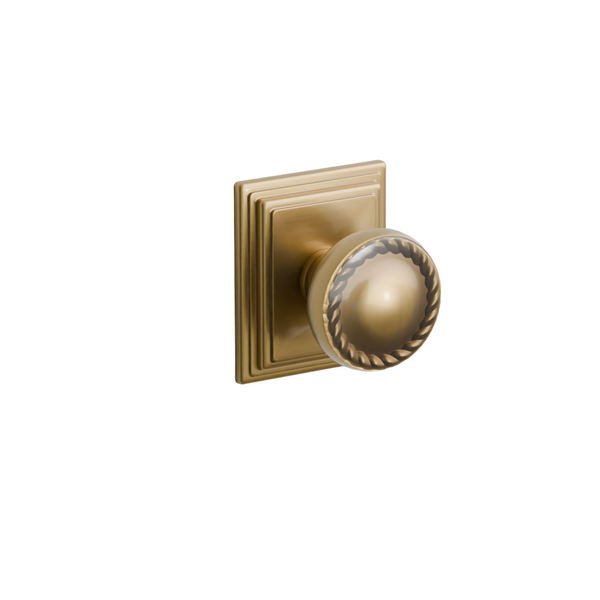 Emtek  Door Handle - Rope Knob Wilshire Rosette - Designer Brass