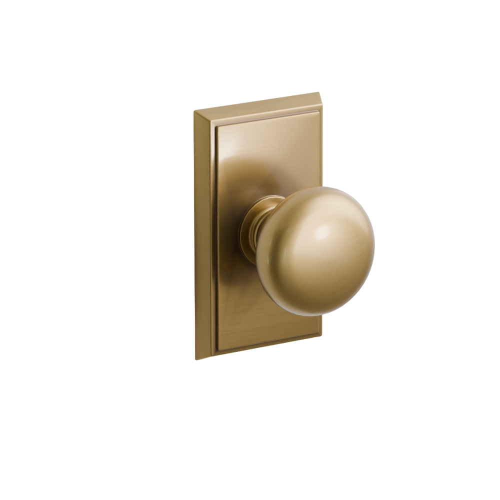 Emtek  Door Handle - Providence  Knob Rectangular Rosette - Classic Brass