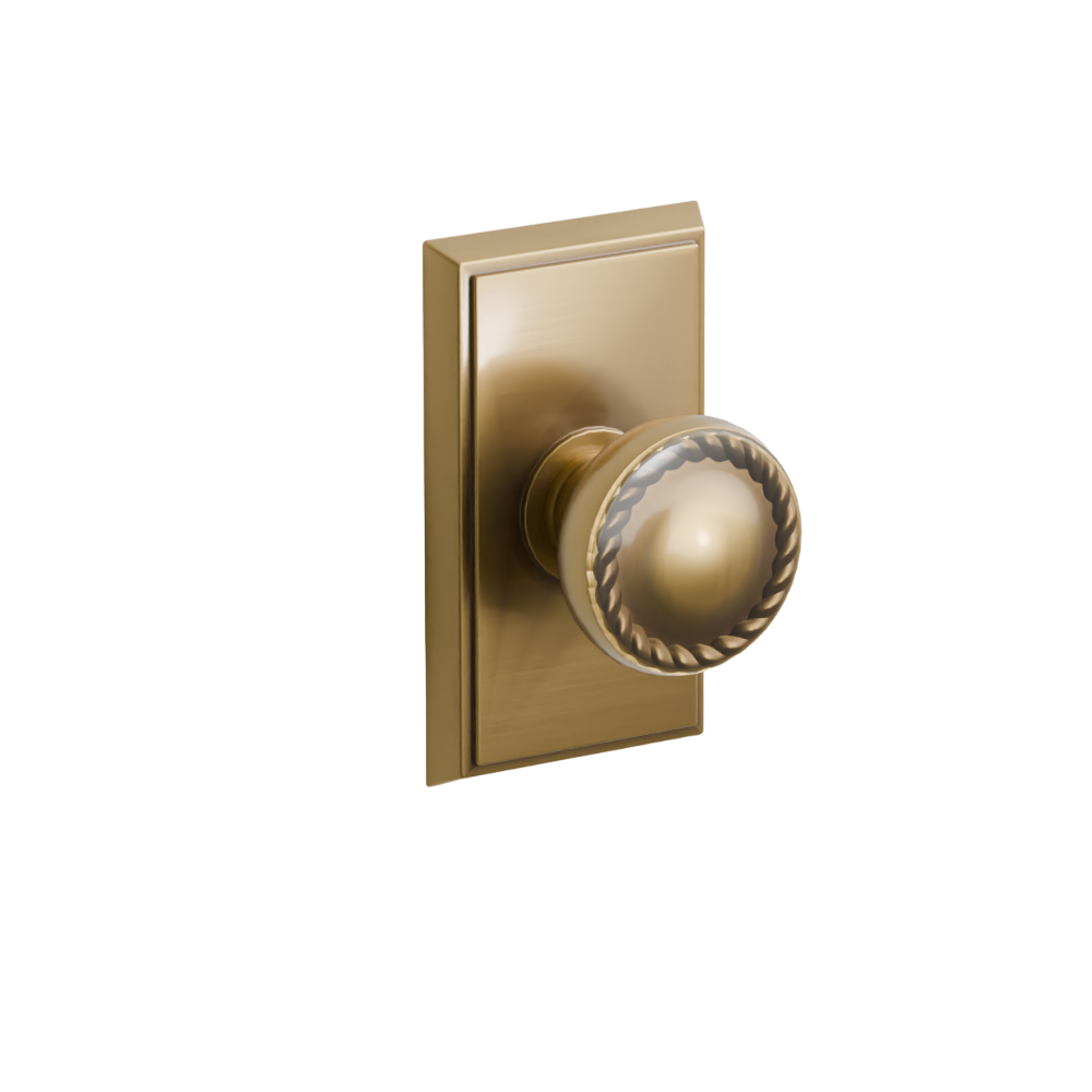 Emtek  Door Handle - Rope Knob Rectangular Rosette - Designer Brass