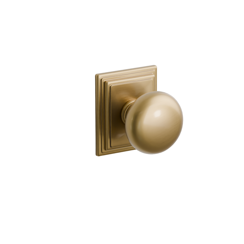 Emtek  Door Handle - Providence Knob Wilshire Rosette - Classic Brass