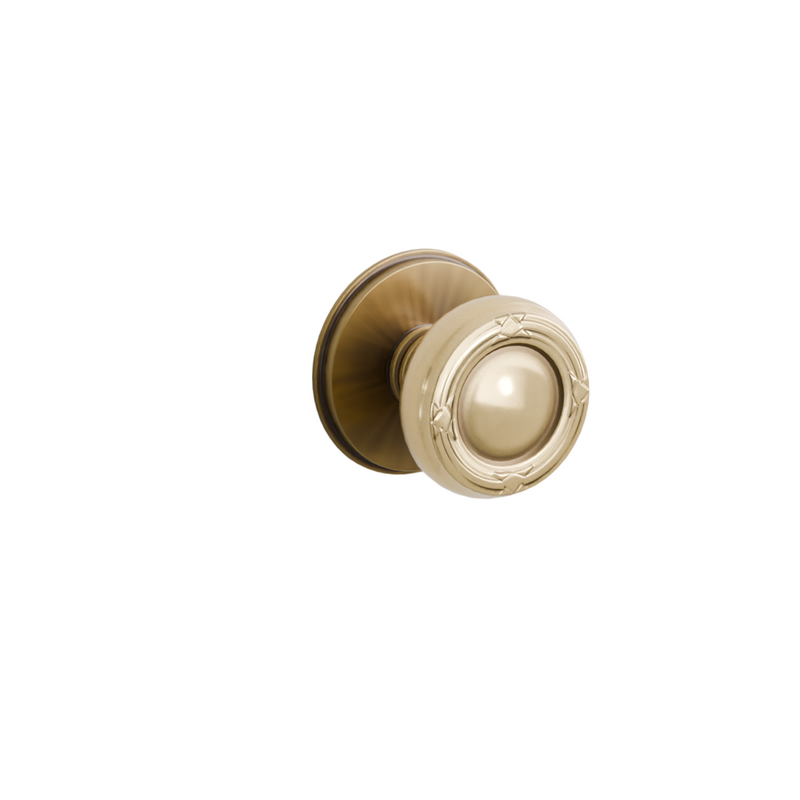 Emtek Door Handle - Ribbon & Reed  Knob Watford Rosette - Designer Brass