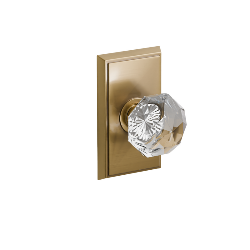 Emtek  Door Handle - Diamond Knob Rectangular Rosette - Glass