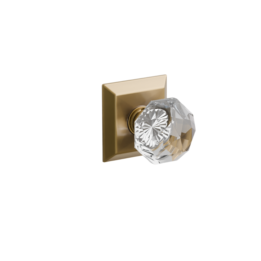 Emtek  Door Handle -  Diamond Knob Quincy Rosette - Glass