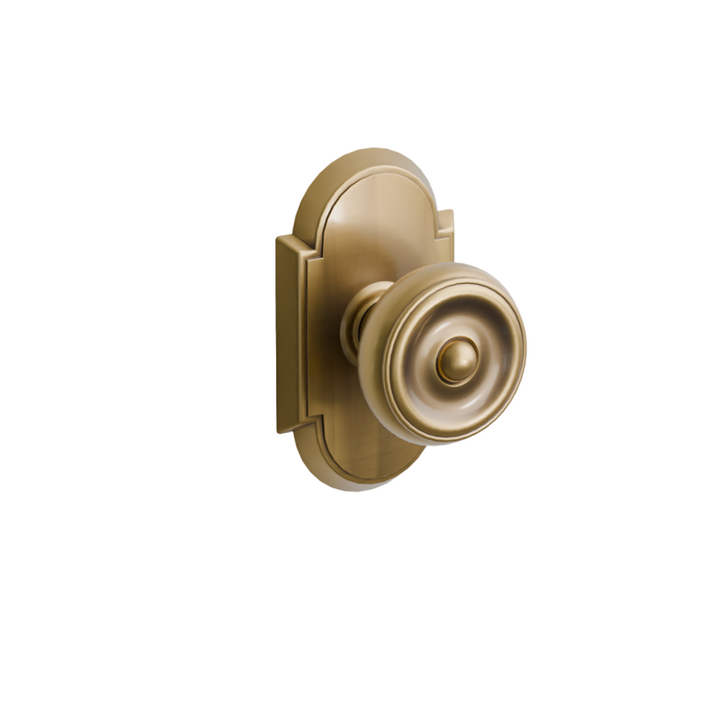 Emtek Door Handle - Waverly Knob #8 Rosette - Classic Brass