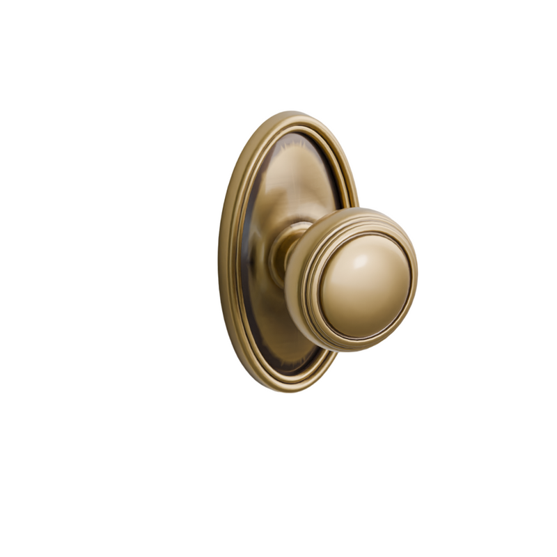 Emtek Door Handle - Norwich  Knob Oval Rosette - Classic Brass