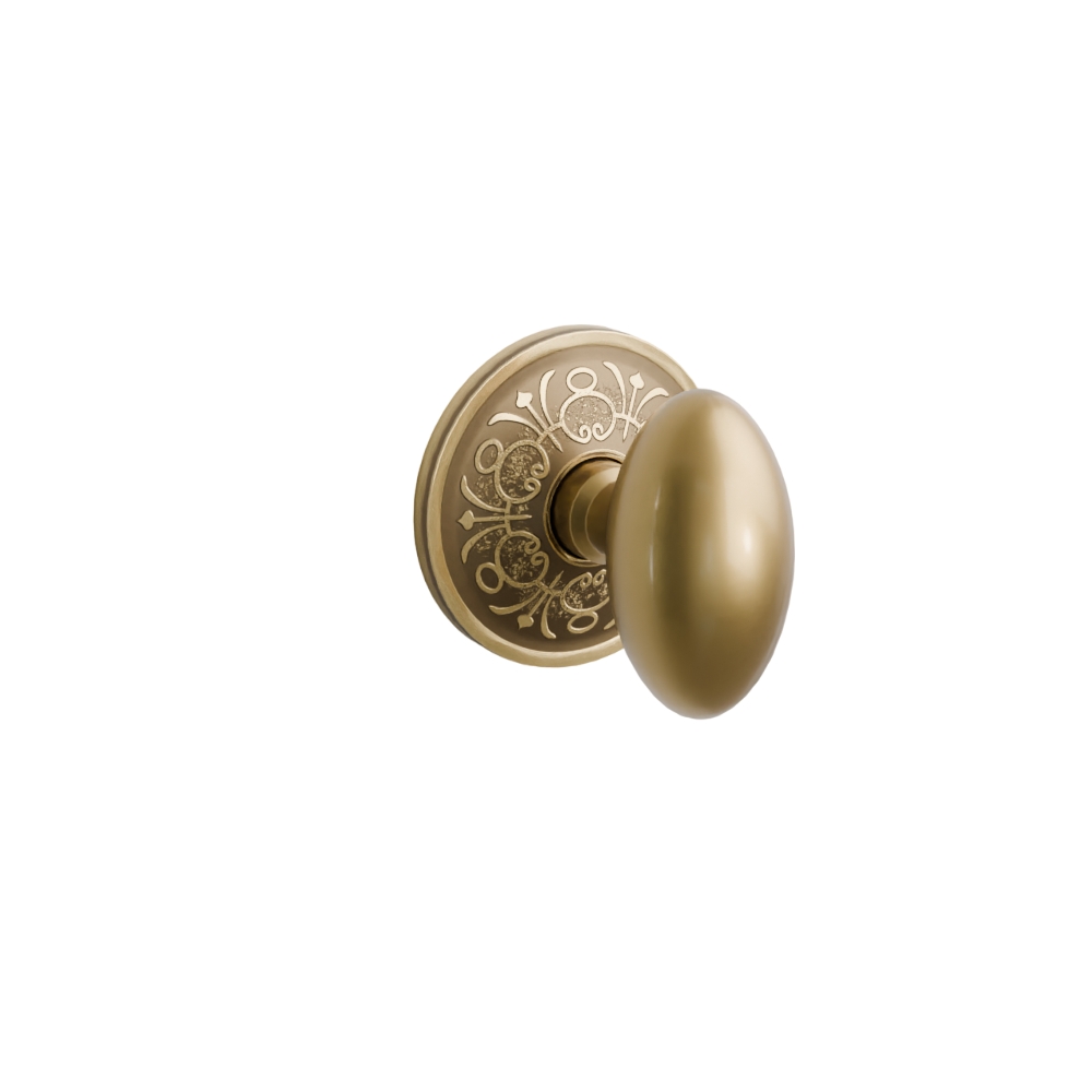 Emtek Door Handle - Egg Knob Lancaster Rosette - Classic Brass