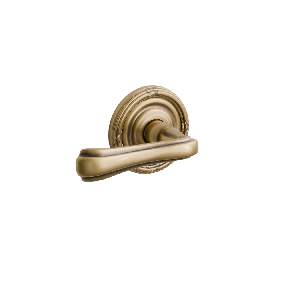 Emtek Door Handle - Wembley  Lever Ribbon & Reed Rosette - Designer Brass
