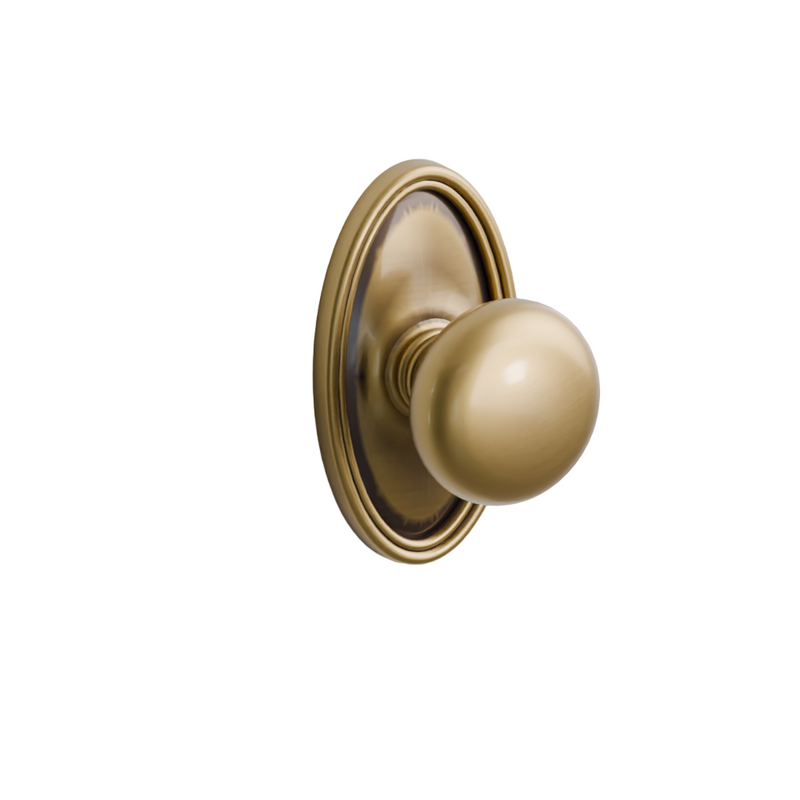 Emtek Door Handle - Providence Knob Oval Rosette - Classic Brass