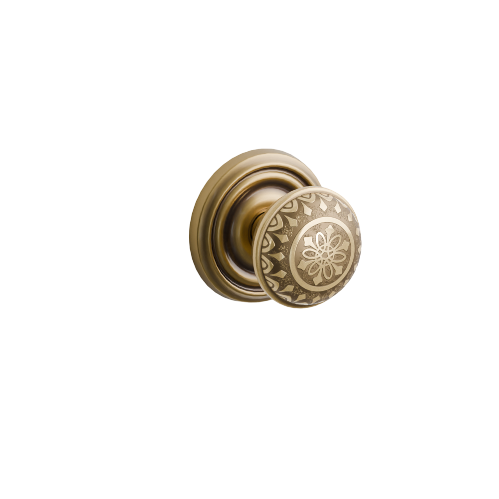 Emtek Door Handle - Lancaster Knob Regular Rosette - Designer Brass