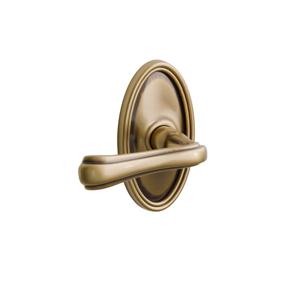 Emtek Door Handle - Wembley  Lever Oval Rosette - Designer Brass