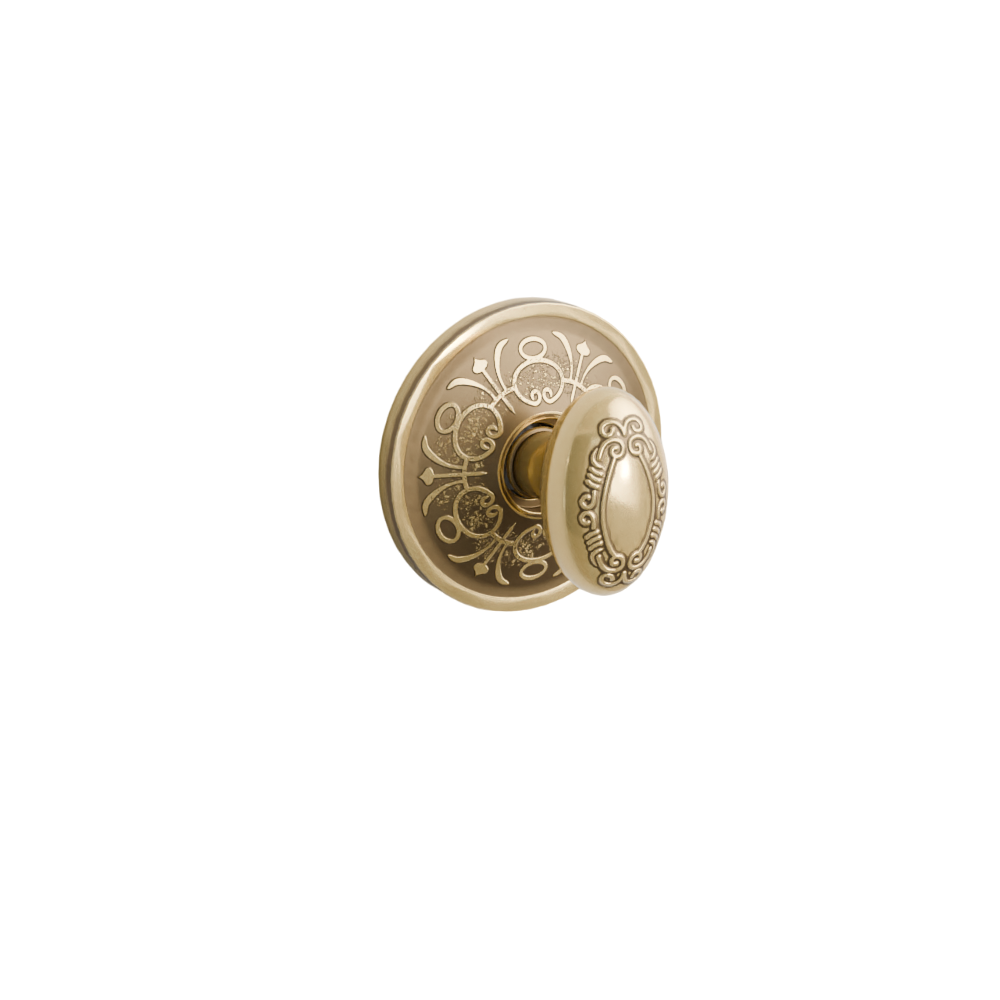 Emtek Door Handle - Victoria Knob Lancaster  Rosette - Designer Brass