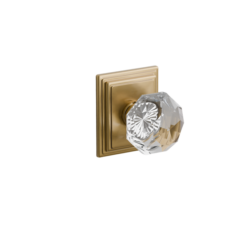 Emtek  Door Handle - Diamond Knob Wilshire Rosette - Glass