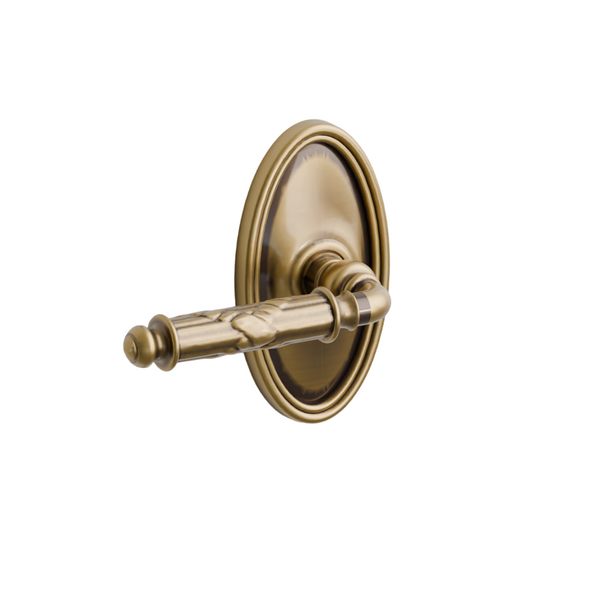 Emtek Door Handle - Ribbon & Reed Lever Oval Rosette - Designer Brass