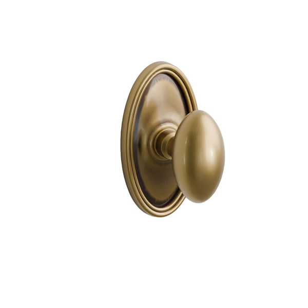 Emtek Door Handle -Egg Knob Oval Rosette - Classic Brass