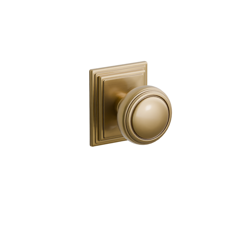 Emtek  Door Handle - Norwich Knob Wilshire Rosette - Classic Brass