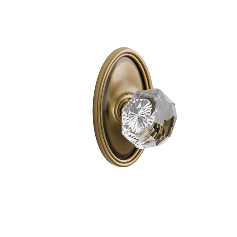 Emtek Door Handle - Diamond Knob Oval  Rosette - Glass