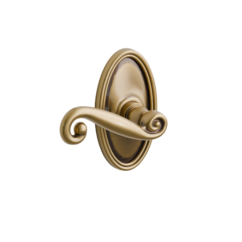 Emtek Door Handle - Rustic  Lever Oval Rosette - Designer Brass
