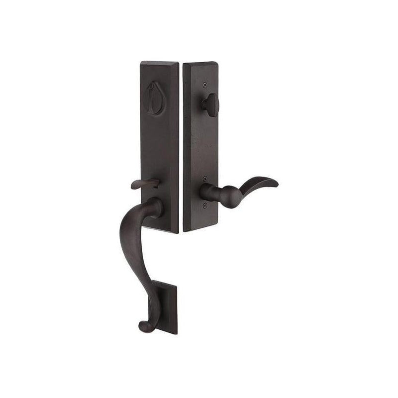 Emtek Sandcast Bronze Tubular Entrance Handlesets - Rectangular Monolithic