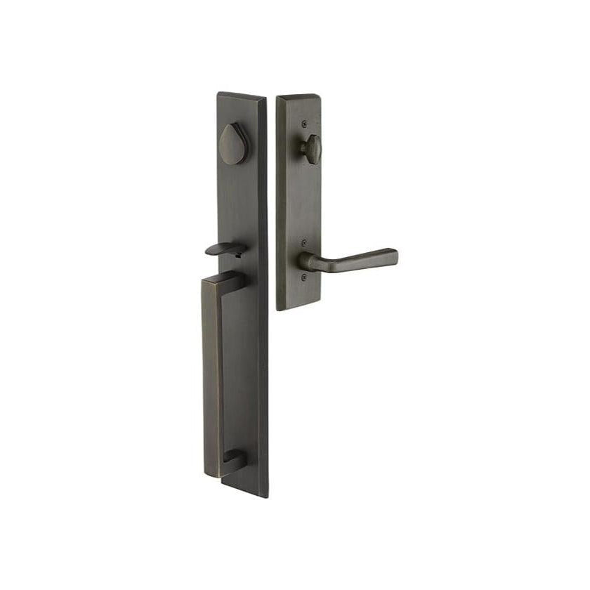 Emtek Sandcast Bronze Tubular Entrance Handlesets - Rustic Modern Rectangular Full Length