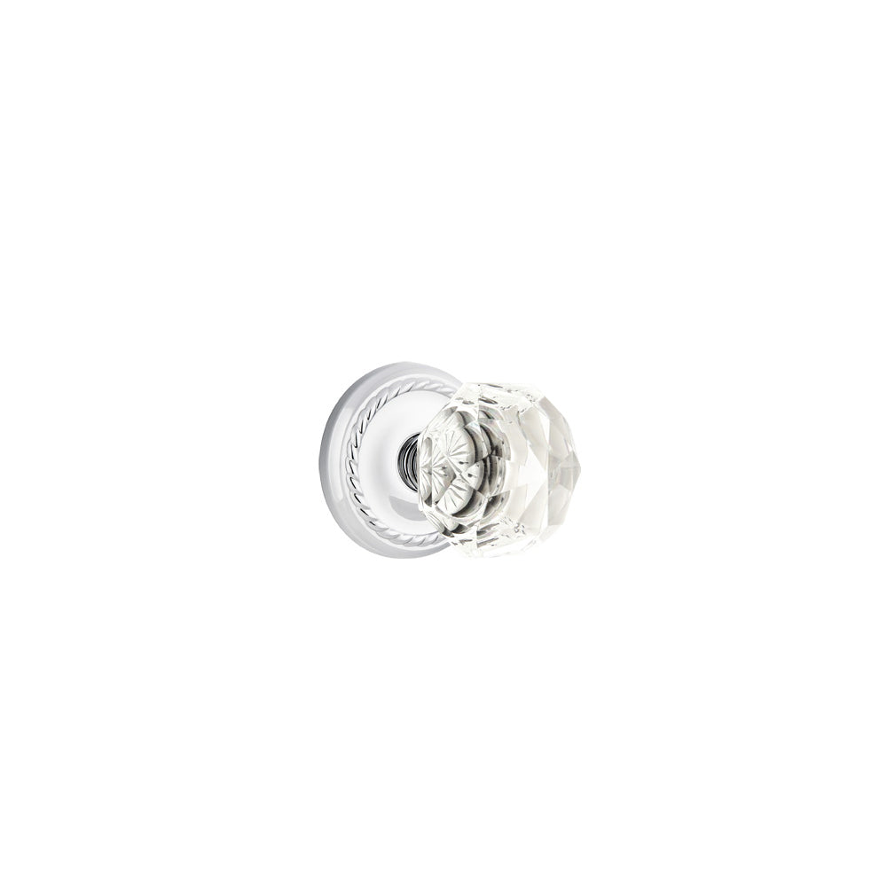 Emtek Door Handle - Diamond Knob Rope Rosette - Glass