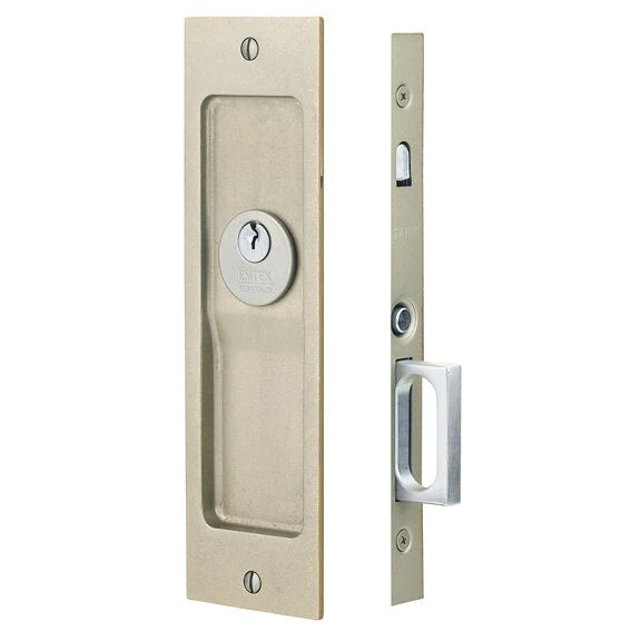 Emtek Sandcast Bronze Rustic Modern Rectangular Pocket Door Mortise Locks