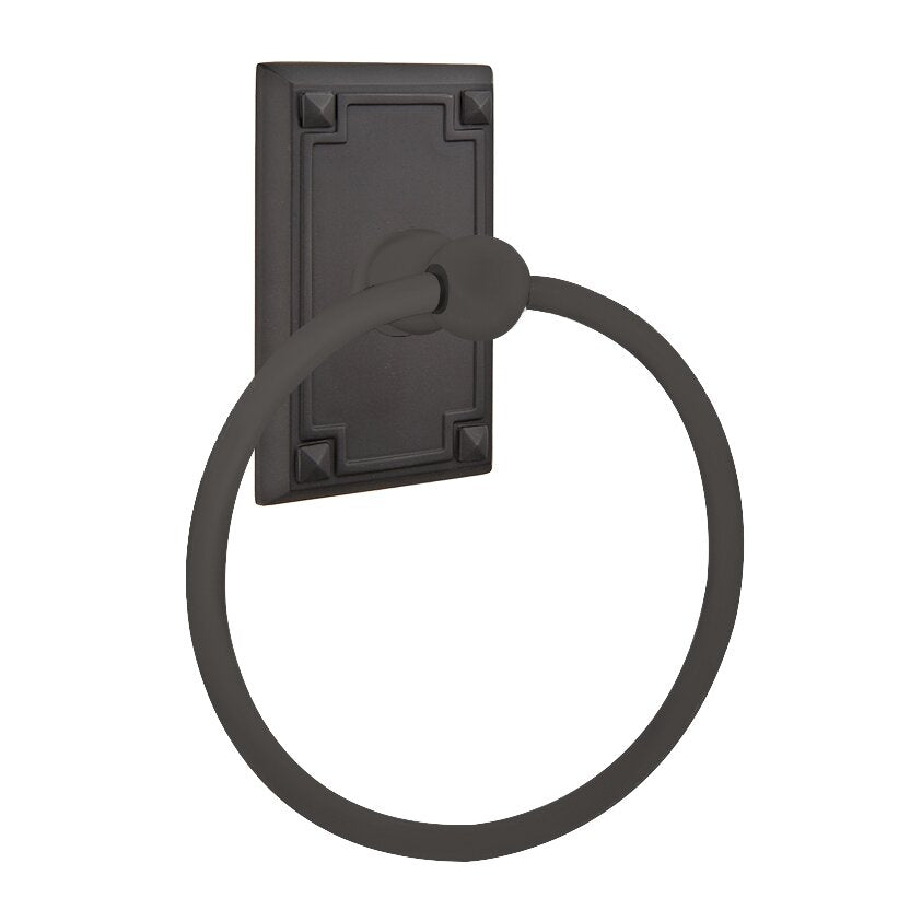 Emtek Traditional Brass Towel Ring with Arts & Crafts Rosette