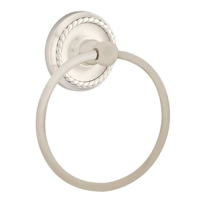 Emtek Traditional Brass Towel Ring with Rope Rosette