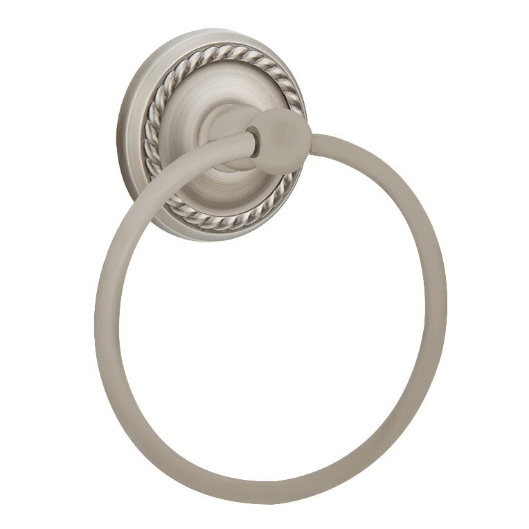 Emtek Traditional Brass Towel Ring with Rope Rosette