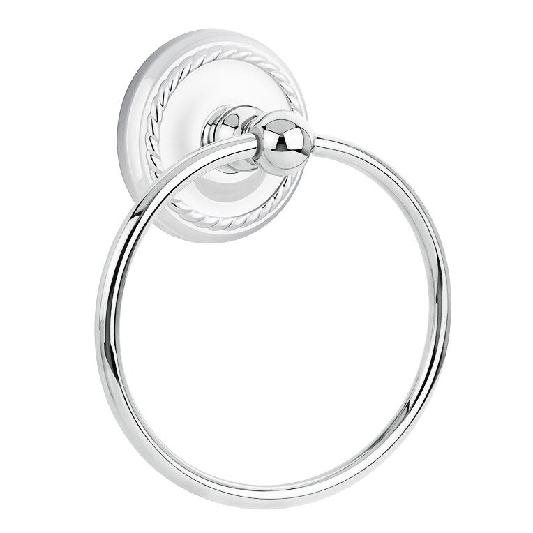 Emtek Traditional Brass Towel Ring with Rope Rosette
